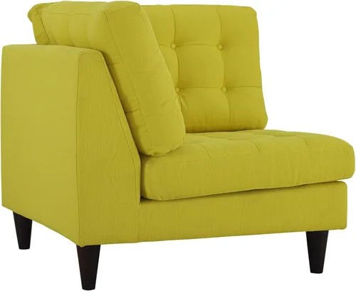 Vista 38 de Sofá esquinero Modway Empress, estilo de mediados de siglo, tapizado de tela en avena, Tela, Celeste