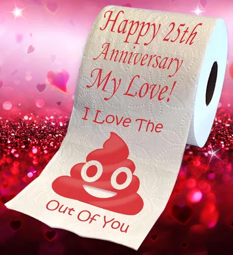 Vista 2 de Impreso TP Happy 25th Anniversary My Love - Regalo de papel higiénico divertido para marido, esposa, novio, novia, broma linda broma de broma