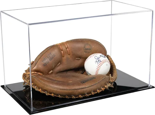 Vista 10 de Better Display Cases Vitrina de guantes de béisbol de acrílico transparente con elevadores negros (A011/V16)