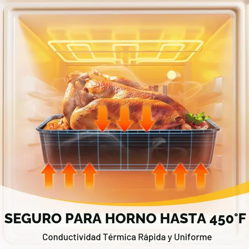 Vista 6 de HONGBAKE Sartén para lasaña antiadherente de 3 pulgadas de profundidad, sartén para hornear de 9x13, sartén rectangular para pastel de hoja, sartén