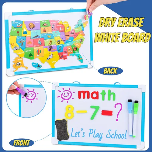 Vista 2 de Juegos de simulación escolar de Gifts2U para niños - Con bolsa de maestra, pizarra, reloj educativo, carteles educativos y suministros de juguetes