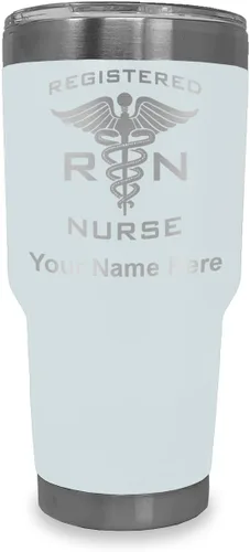 Vista 14 de LaserGram Vaso aislado al vacío de 20 onzas, enfermera registrada RN, grabado personalizado incluido (negro)