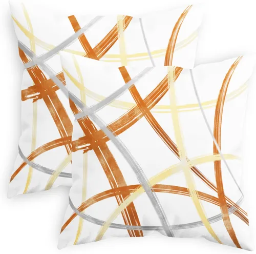 Vista 8 de CaliTime Juego de 2 fundas de almohada decorativas de vellón con líneas geométricas abstractas en forma de arco, para sofá, cama, decoración de casa