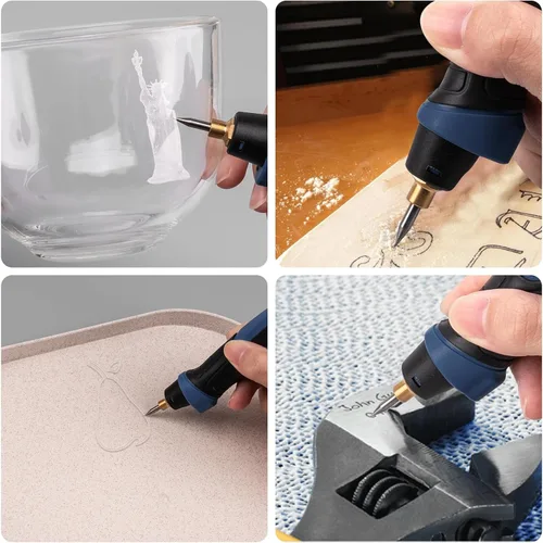 Vista 7 de Bolígrafo de grabado de 25 W, herramienta de grabado de potencia de 6 velocidades, bolígrafo grabador de mano con brocas de acero de carburo