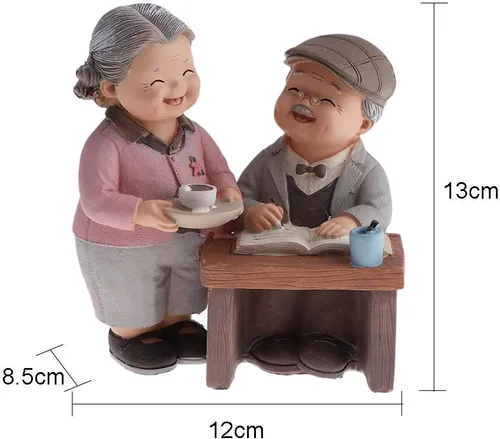 Vista 2 de SGerste - Figura de figura de pareja casada, estatuas para decoración del hogar, jardín, multicolor, beber té (beber té)