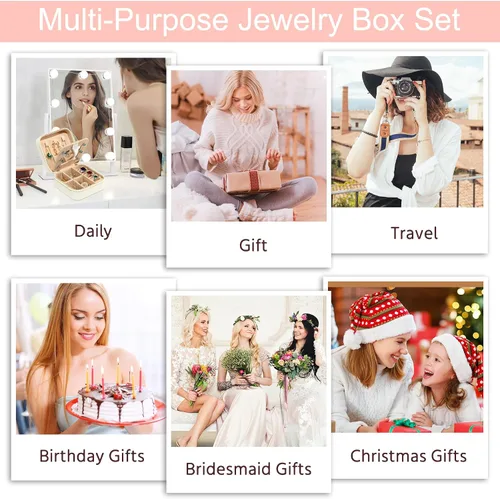Vista 9 de Parima Regalos de cumpleaños para mujeres, juego de 2 piezas de joyería de viaje, regalos de viaje, regalos para amigas, regalos personalizados