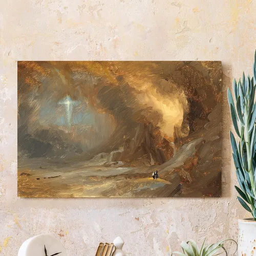 Vista 39 de Anunciación de Leonardo da Vinci Reproducciones de arte clásico, impresiones en lienzo giclée para decoración del hogar, 16 x 30 pulgadas