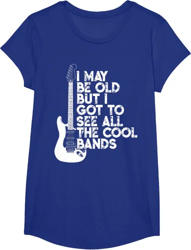 Vista 63 de Camiseta con texto en inglés "I May Be Old But I Got to See All The Cool Bands" Negro