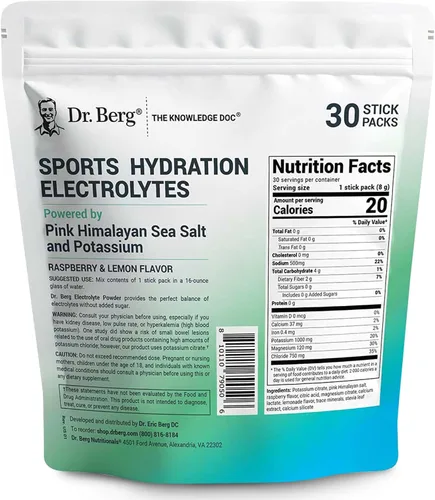 Vista 2 de Dr. Berg Sports - Electrolitos de hidratación en polvo con más sal (rosa Himalaya) – 30 paquetes de electrolitos keto en polvo con un delicioso