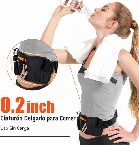 Vista 3 de Cinturón para correr con soporte para botella de agua: bolsa desmontable para botellas, cinturón delgado para correr, gran capacidad, sin rebote