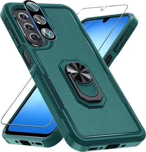 Vista 37 de Janmitta Funda compatible con Samsung Galaxy A14 5G con protector de pantalla + protector de lente de cámara, funda resistente de servicio pesado