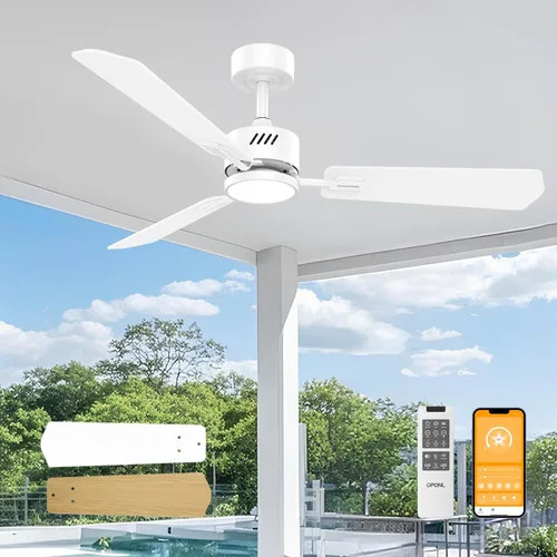 Vista 16 de OPONL Ventilador de techo de 52 pulgadas con luz y control remoto Negro