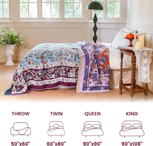 Vista 97 de MSGKV - Manta bohemia/primaveral de algodón para sofá y sala de estar, de gasa acogedora, de 50 x 60 pulgadas 50"x60" Cotton Throw, Woven Bird