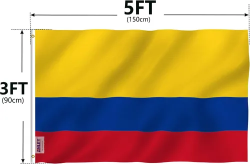Vista 7 de Anley Fly Breeze - Bandera de Colombia de 3 x 5 pies, color vivo y a prueba de decoloración, cabecera de lona y doble costura, banderas nacionales