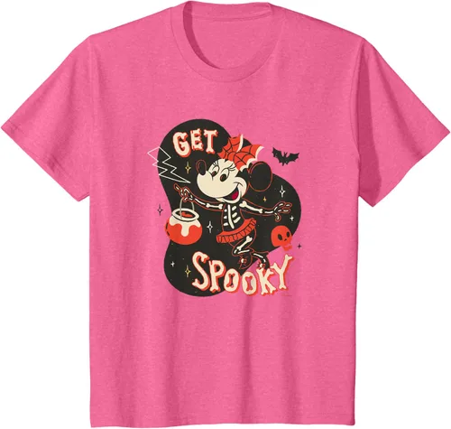 Vista 53 de Disney Disfraz de esqueleto de Minnie Mouse para Halloween, camiseta espeluznante Negro
