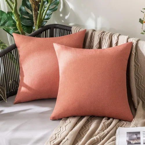 Vista 56 de MIULEE - Paquete de 2 fundas de almohada decorativas para exteriores, impermeables, sólidas, de imitación de lino, para jardín, casa de campo, Azul