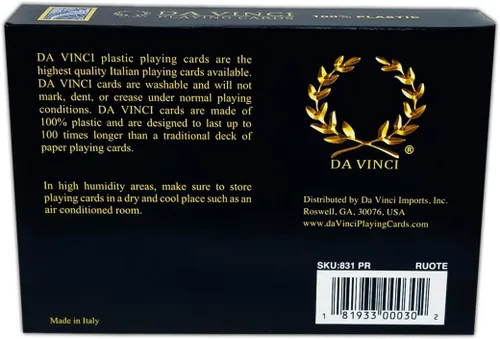 Vista 2 de DA VINCI Ruote, naipes italianos 100% de plástico, juego de tamaño de póquer de 2 barajas, índice regular, con 2 cartas cortadas