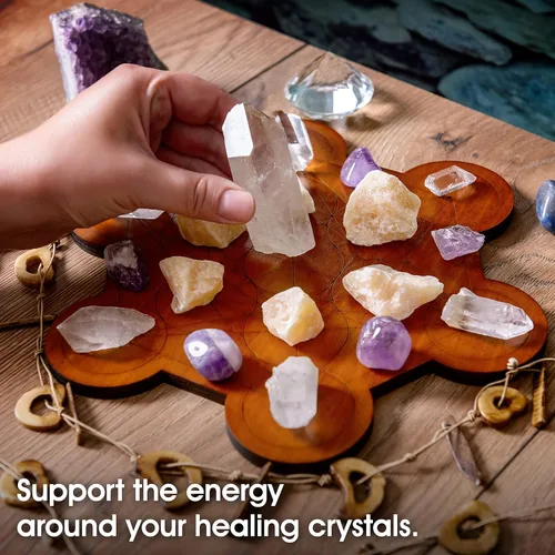 Vista 3 de Tablero de rejilla de cristal para piedras, cubo de Metatrón de 10 pulgadas de diámetro, tablero de geometría sagrada, amplifica el poder de tus