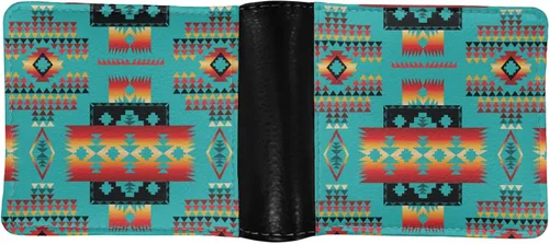 Vista 2 de LedBack Cartera plegable de piel sintética para hombre con tarjetero de crédito, Verde Navajo, Moderno