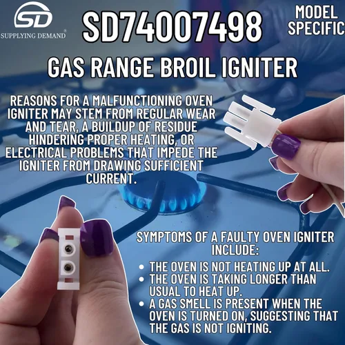 Vista 5 de Supplying Demand 74007498 7432P075-60 Gas Range Broil Igniter Glow Bar Reemplazo
