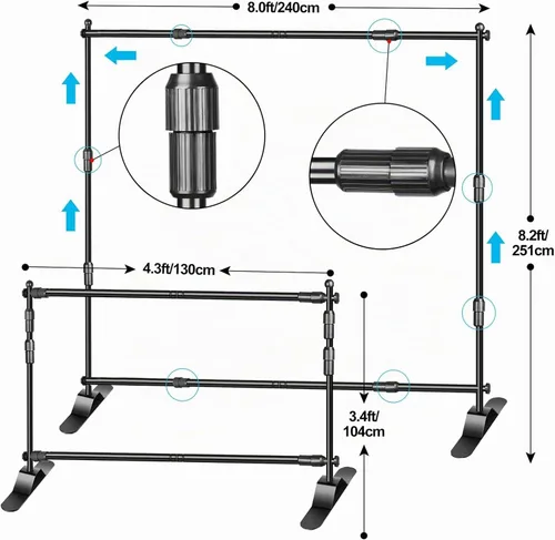 Vista 2 de EMART Soporte de telón de fondo ajustable de 8 x 8 pies, resistente