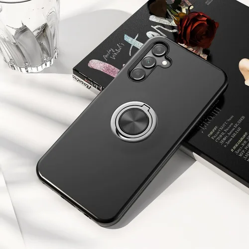Vista 7 de Funda para Galaxy A13 5G con protector de pantalla (vidrio templado), funda híbrida 2 en 1 protectora delgada y resistente con anillo magnético Negro