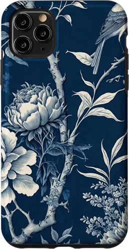 Vista 13 de Chinoiserie Floral Toile Blue and White Funda para iPhone 17
