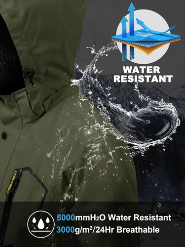 Vista 3 de MAGCOMSEN Chaqueta impermeable ligera para hombre, con capucha desmontable, para senderismo, pesca, ropa deportiva