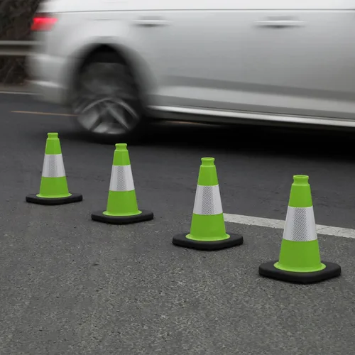 Vista 7 de Paquete de 6 conos de tráfico de PVC verdes de 12 pulgadas con base resistente, conos de seguridad de alta visibilidad para todo tipo de clima