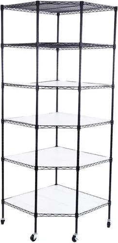 Vista 17 de Estante de almacenamiento ajustable de 3 niveles, estante de almacenamiento de metal, estantería de alambre, estantes de almacenamiento de metal