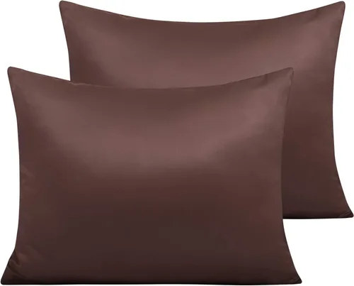 Vista 66 de NTBAY Fundas de almohada de satén con cremallera para cabello y piel, juego de 2 fundas de almohada estándar de lujo con cremallera oculta, 20 x 26