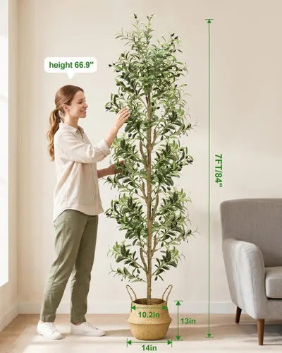 Vista 2 de Olivos artificiales para interiores de 7 pies de alto, plantas artificiales