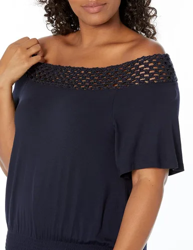 Vista 3 de Jessica Simpson Stefan - Top de encaje con hombros y dobladillo fruncido para mujer