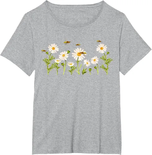 Vista 94 de Marguerites Daisy - Camiseta de verano con margaritas de jardín de flores, Negro, S