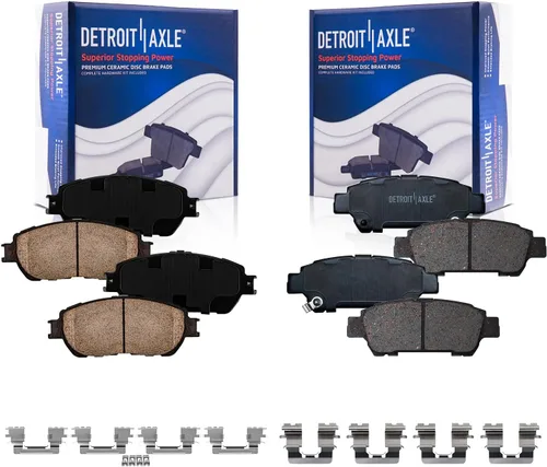 Vista 22 de Detroit Axle - Pastillas de freno para Ford F-150 99-03, 02 Lincoln Blackwood, Pastillas de freno de cerámica delanteras y traseras con repuesto