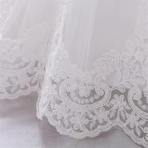 Vista 8 de Vestidos con vuelo para niñas y bebés con volantes de manga larga de encaje con lazo, vestidos de flores para desfiles, fiestas, bodas