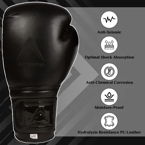 Vista 2 de Athllete Guantes de boxeo duraderos y cómodos para hombres y mujeres, acolchado extra grueso para boxeadores principiantes y entrenamiento físico