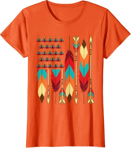 Vista 59 de Native American Bandera - Camiseta de veteranos indígenas del Mes del Orgullo, Negro, S