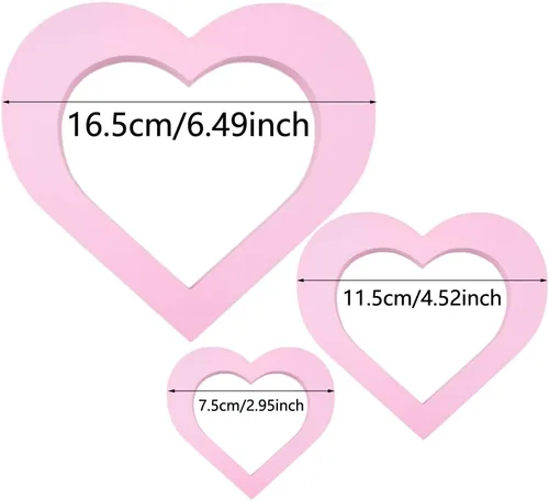 Vista 2 de SaktopDeco 3 piezas de centro de mesa de madera rosa con forma de corazón rosa para mesa del día de San Valentín, chimenea romántica decoración