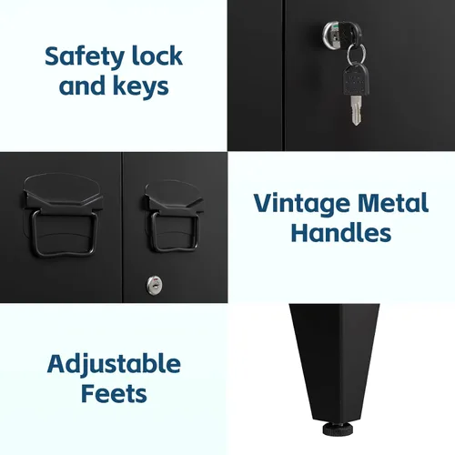 Vista 6 de MIIIKO Armario de metal con 2 puertas, aparador de almacenamiento de metal para cocina, despensa, oficina en casa y garaje