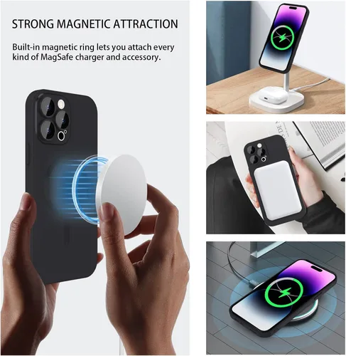Vista 2 de Funda magnética ankofave para iPhone 14 Pro Max, funda para teléfono para mujeres, diseño mate de lujo suave con lustre metálico y protector