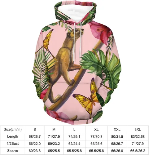 Vista 2 de Unisex Hoodie Flower Butterfly Sweatshirt Drawstring Pullover For Men Women S