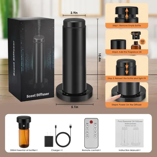 Vista 6 de Difusor de Aroma Sin Agua de Aceite Esencial para Hotel, Toda la Casa, Habitación Grande, Oficina, Hogar, 200ML de Gran Capacidad, Cubriendo 1500