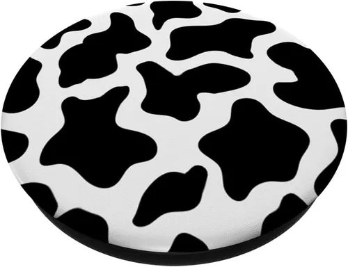 Vista 2 de PopSockets - Agarre y soporte para teléfonos y tabletas, diseño de vaca, color blanco y negro