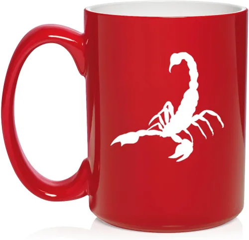 Vista 2 de Daylor Taza de café de cerámica Scorpion, regalo para ella, él, amigo, compañero de trabajo, esposa, esposo (11 onzas, azul)