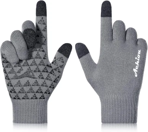 Vista 17 de Achiou Winter Gloves for Men and Women, Touchscreen Soft Knit Gloves Camello almendra