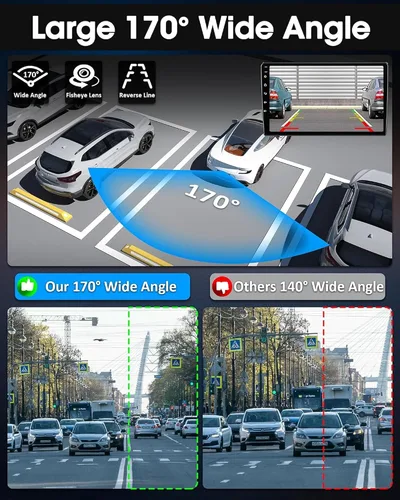 Vista 4 de 【Rotación de 360°】 Cámara de respaldo AHD 1080P para coche Super visión nocturna 170° gran angular cámara inversa IP69 impermeable cámara