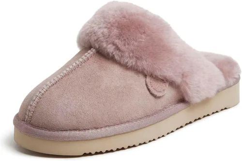 Vista 29 de Dearfoams Fireside Sydney Pantuflas anchas de piel de oveja para mujer, para interiores y exteriores