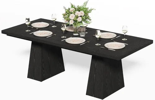 Vista 3 de LITTLE TREE Mesa de comedor para 4-6 personas, mesa de madera, muebles rectangulares con patas resistentes, mesa de cocina moderna para el hogar
