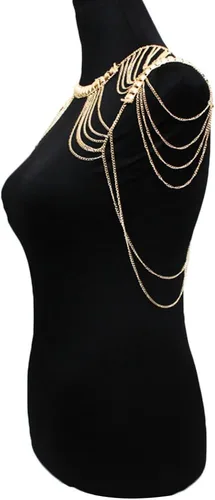 Vista 4 de Blusa halter de cadena con espalda descubierta para mujer con cadena de lentejuelas